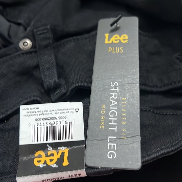 Lee new mid rise plus Sz 22w medium jeans black 30” inseam - Picture 5 of 12